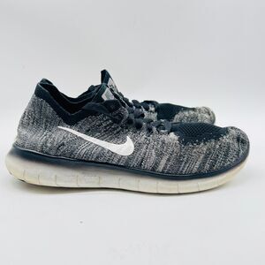 Nike Free RN Flyknit Womens 7 Gray Black White Running Shoes Sneakers Trainer ID